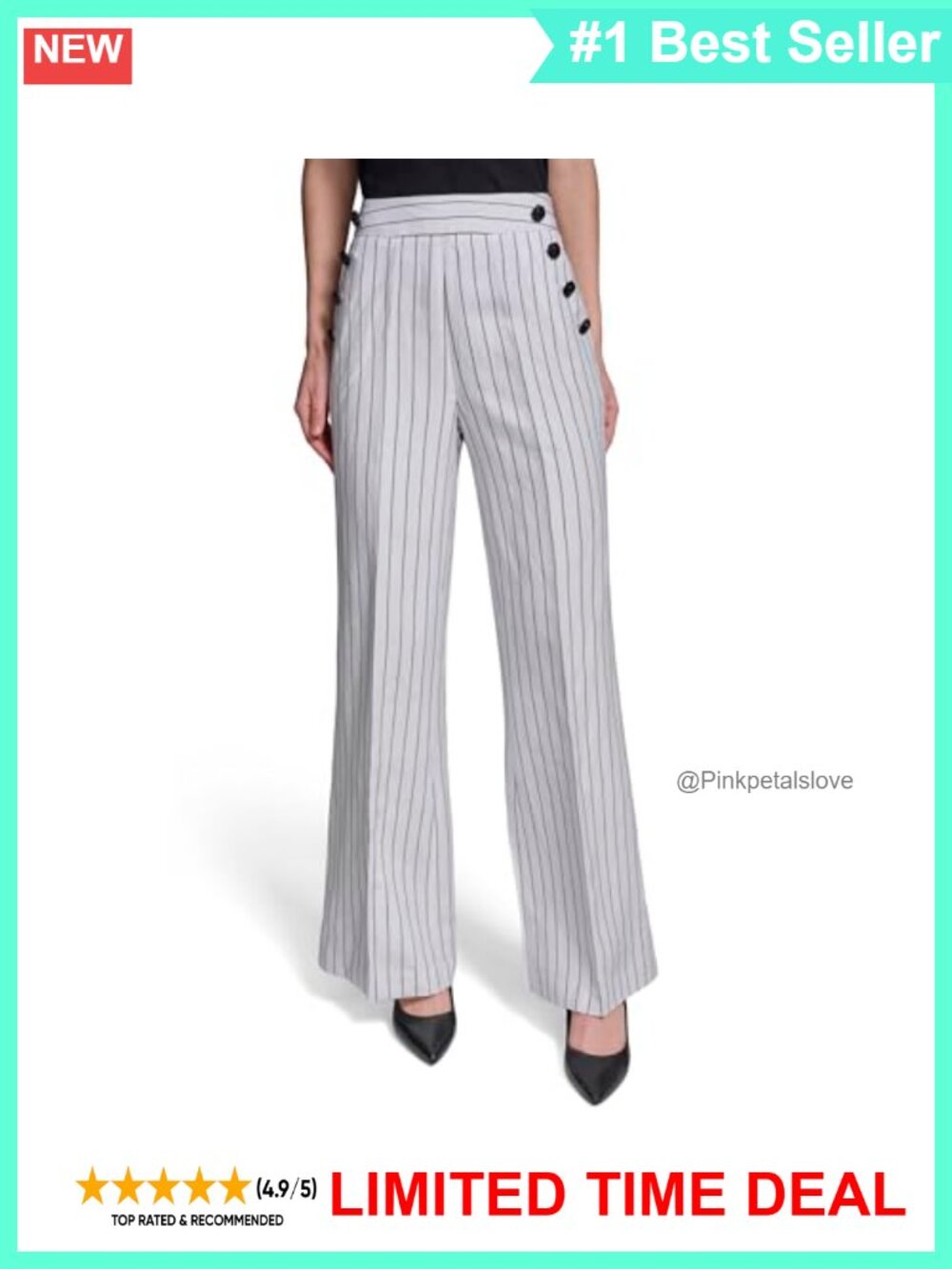 Lightweight Linen Sailor Pants Rosette Buttons Women's Trousers